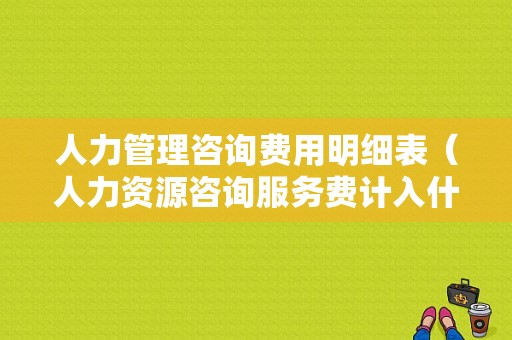 人力管理咨询费用明细表（人力资源咨询服务费计入什么科目）