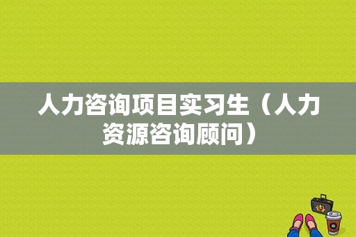 人力咨询项目实习生（人力资源咨询顾问）