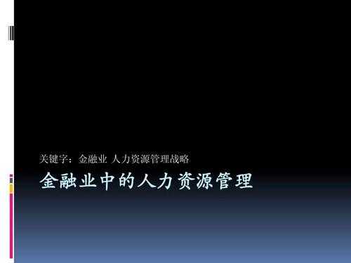 人力金融咨询（金融企业的人力资源管理岗位）