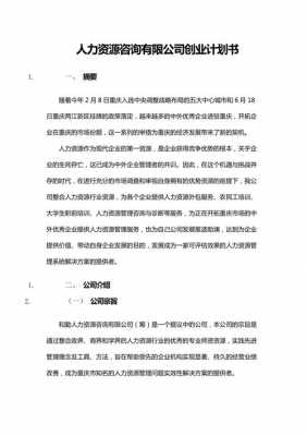 人力咨询公司创业计划（人力资源咨询公司业务）-图1