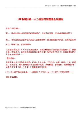 咨询公司人力资源管理咨询报告（人力资源咨询报告范文）